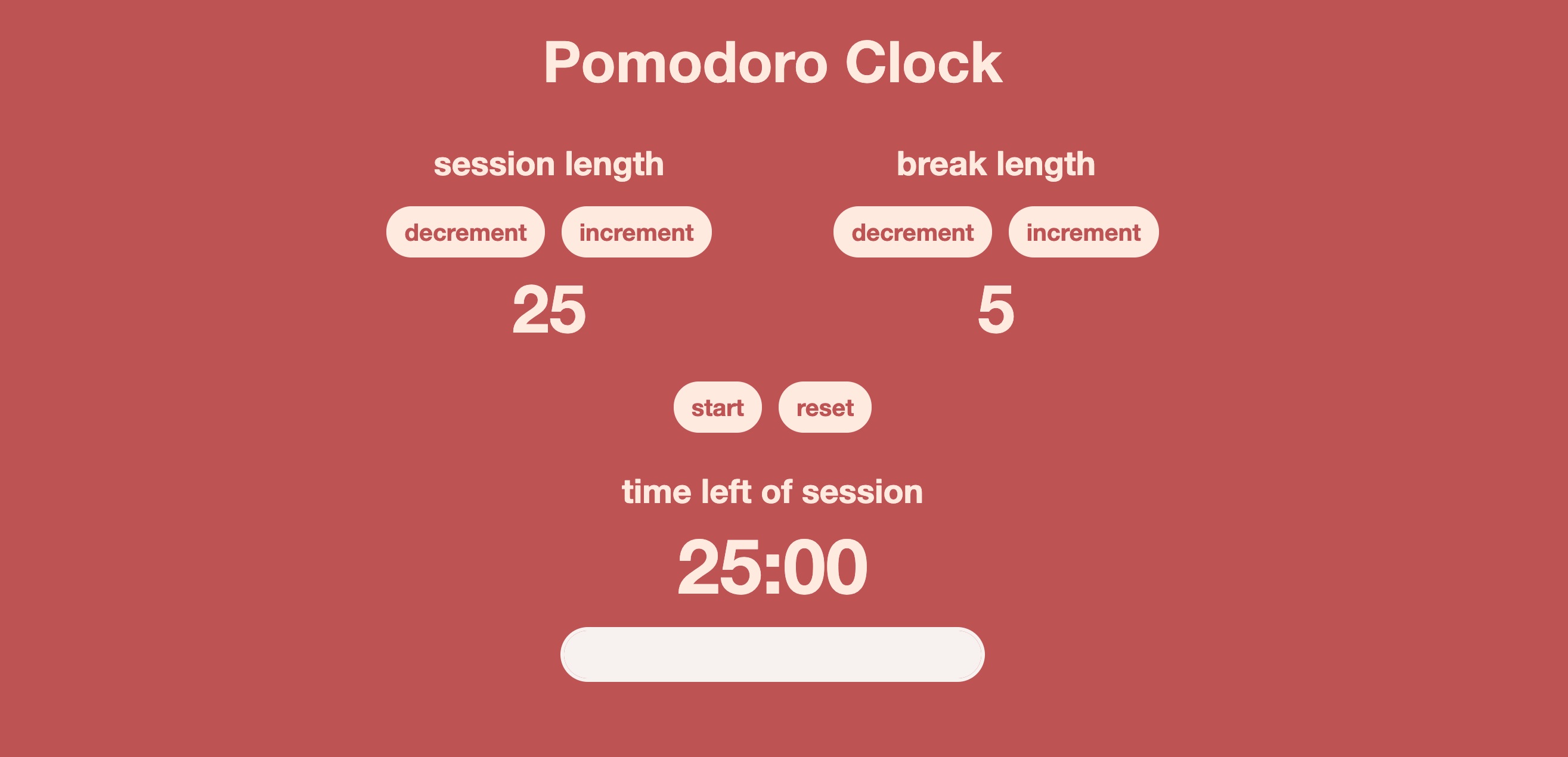 screenshot of Pomodoro Clock